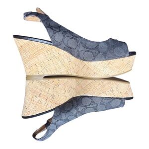 NEW!  Coach Black and Gray Patterned Wedges